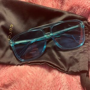 Gucci Large Frame Blue Sunglasses